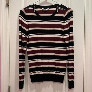 Long Sleeve Striped Zipper Sweater